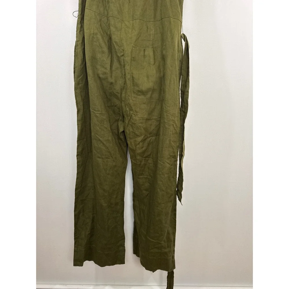 Quince Olive Green 100% Linen Wide Leg Jumpsuit Womens Small NWT Sustainable